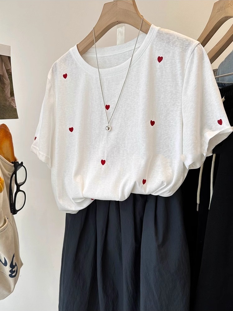 plus Size 240 Pounds Love Embr - огляд і ціна Embroidery Cotton Shirt